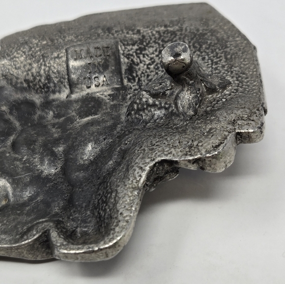 VINTAGE BIG RIG 3D PEWTER METAL BELT BUCKLE TRUCKER TRUCKING MADE IN USA MEN OS - Picture 7 of 11